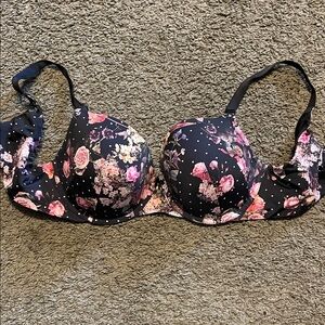 Torrid Floral Black and Pink Underwire Bra